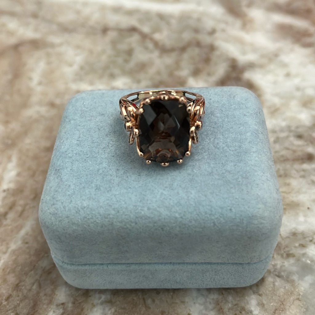 Dallas Prince 14k Rose Gold Ginger Quartz Ring Size 8